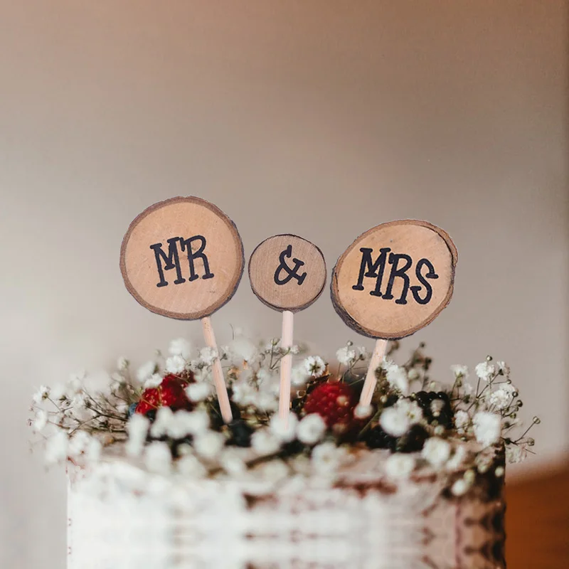 Mr & Mrs свадебный торт Топпер деревянные буквы кекс топперы DIY День рождения