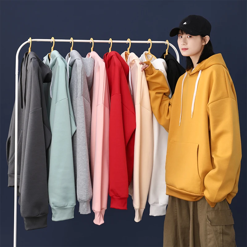

KOLMAKOV Korean Men's Hip Hop Loose Solid Hoodies Couple's Pullover Sweatershirts Hooded Coats Male 9 Color S-5XL G002