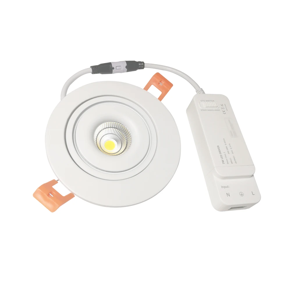 7 Вт светодиодный встраиваемый потолочный светильник трехцветные КТК пятна AC220V