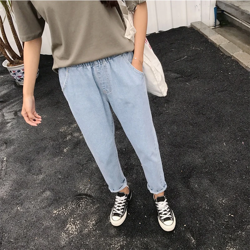 Женские джинсы Новинка Осень Зима Свободные повседневные девять брюк женские