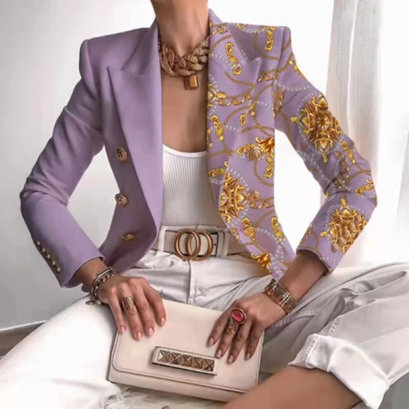 

Spring and Autumn Blazer Women's Fashion Lapel Elegant Leopard Print Women's Casual Office Long Sleeve Cardigan Jacket blazer