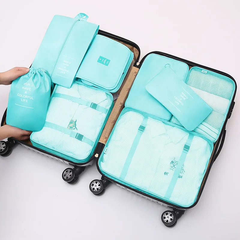 8-Piece Set Travel Storage Clothes Underwear Shoes Organizer Packing Cube Bag High Capacity Luggage Organizer Travel Bag