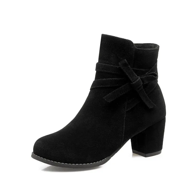 Женские ботинки с бантом ботильоны на молнии сбоку больших размеров 9 10 11-13 | Обувь