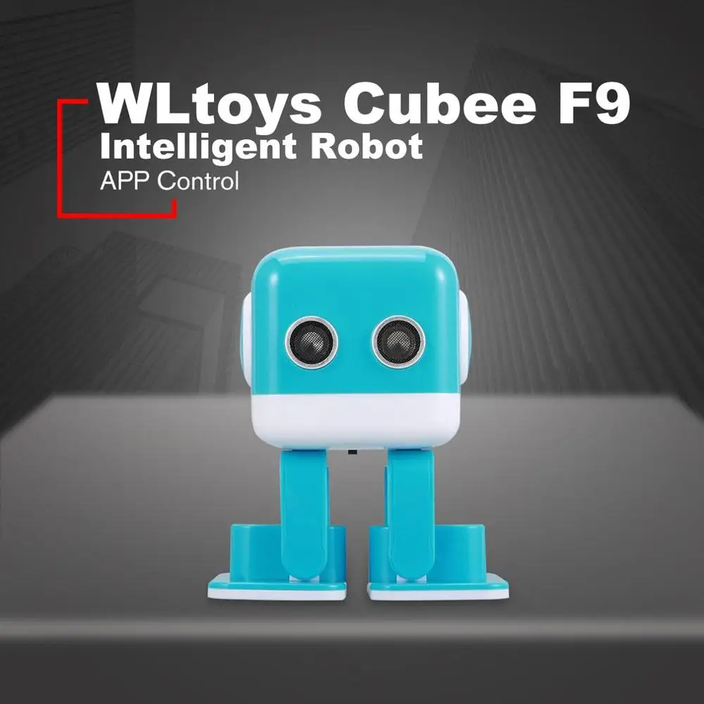Интеллектуальный светодиодный робот WLtoys Cubee F9 с двойным режимом управления и ультра-звуковым датчиком дистанционного управления, детский игрушечный робот для танцев