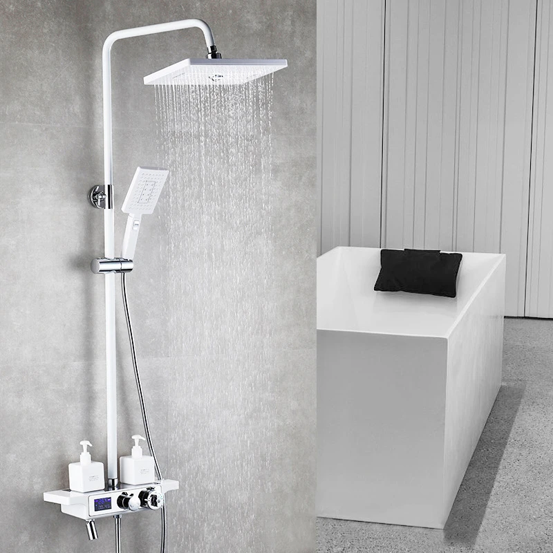 Термостатический смеситель для душа светодиодный экран температуры дождевая