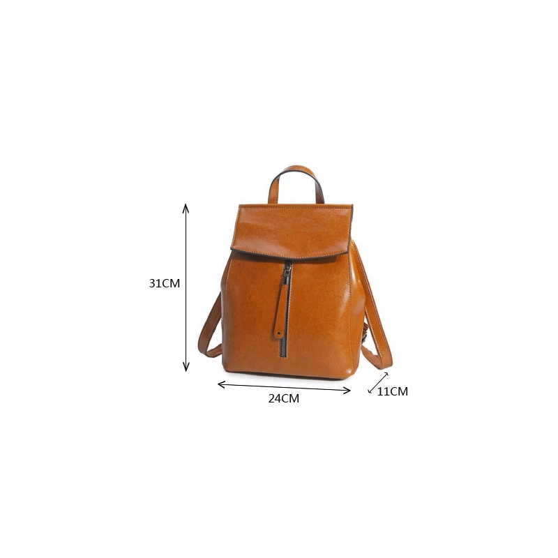 

Fashion Leather Backpack Women Oil Wax Leather One-Shoulder Messenger Bag Large Capacity Simple College Girl Backpack 2021 New