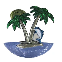 new coconut tree with sequined patches fashion applique lion on patch for clothes bags diy decal apparel accessory 1pcs