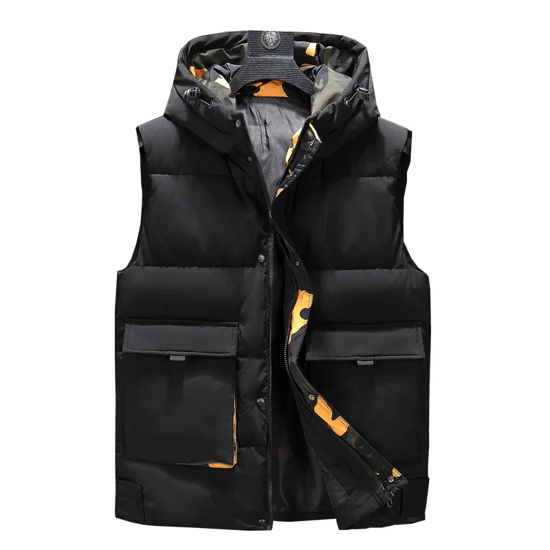 Зимние мужские размера плюс 6xl 7xl 8xl 9xl 10xl парка жилет с капюшоном камуфляжным