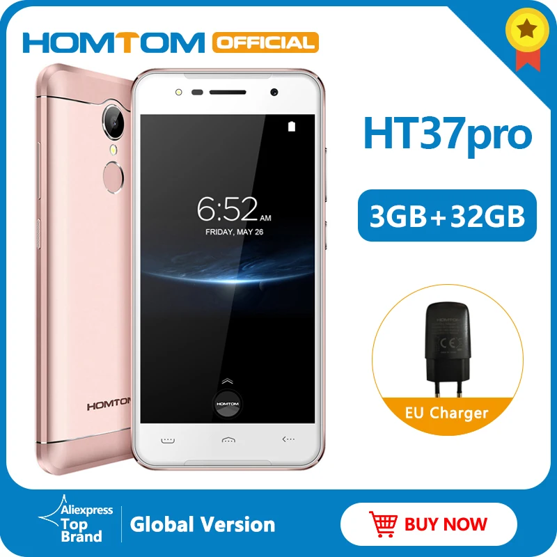 HOMTOM HT37 Pro 4G смартфон двойной динамик MTK6737 5 0 дюймов HD Android 7 3 ГБ + 32 Гб 13 МП 3000 мАч