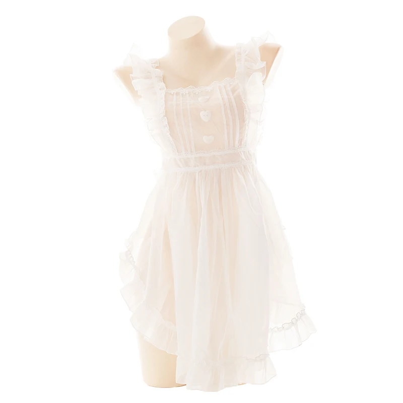 Женская прозрачная короткая юбка фартук белая бандажная ночная рубашка с