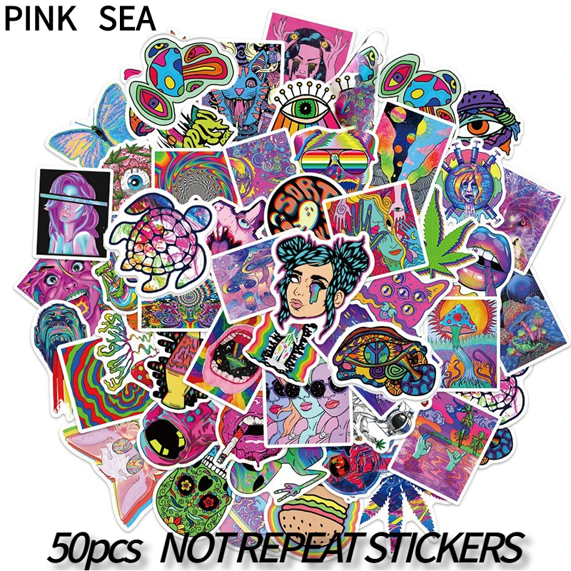 

10/30/52Pcs/set Cartoon Horror Psychedelic Gothic Graffiti Mix Stickers For Kids Luggage Case Laptop Skateboard Phone Diy