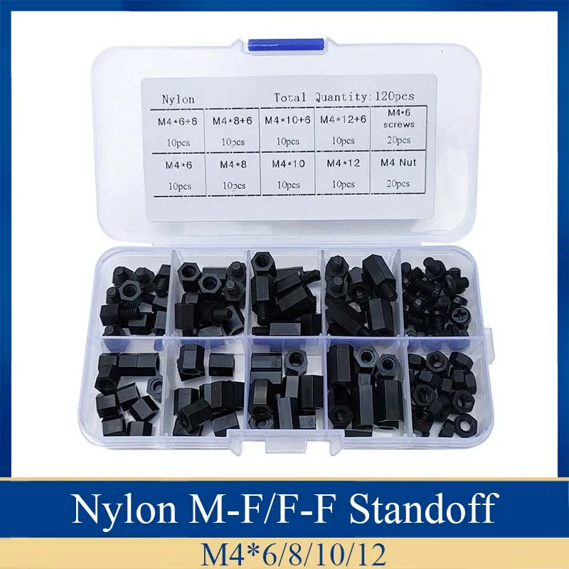 120 шт./кор. M4 Мужская Женская/Женская Стойка нейлоновая прокладка Шестигранная
