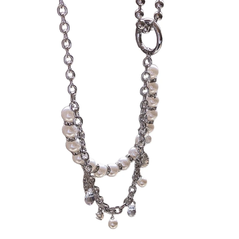 

Women's Long Necklace Plating Pearl Sweater Shoulder Strap Chains Bag Purse Belt