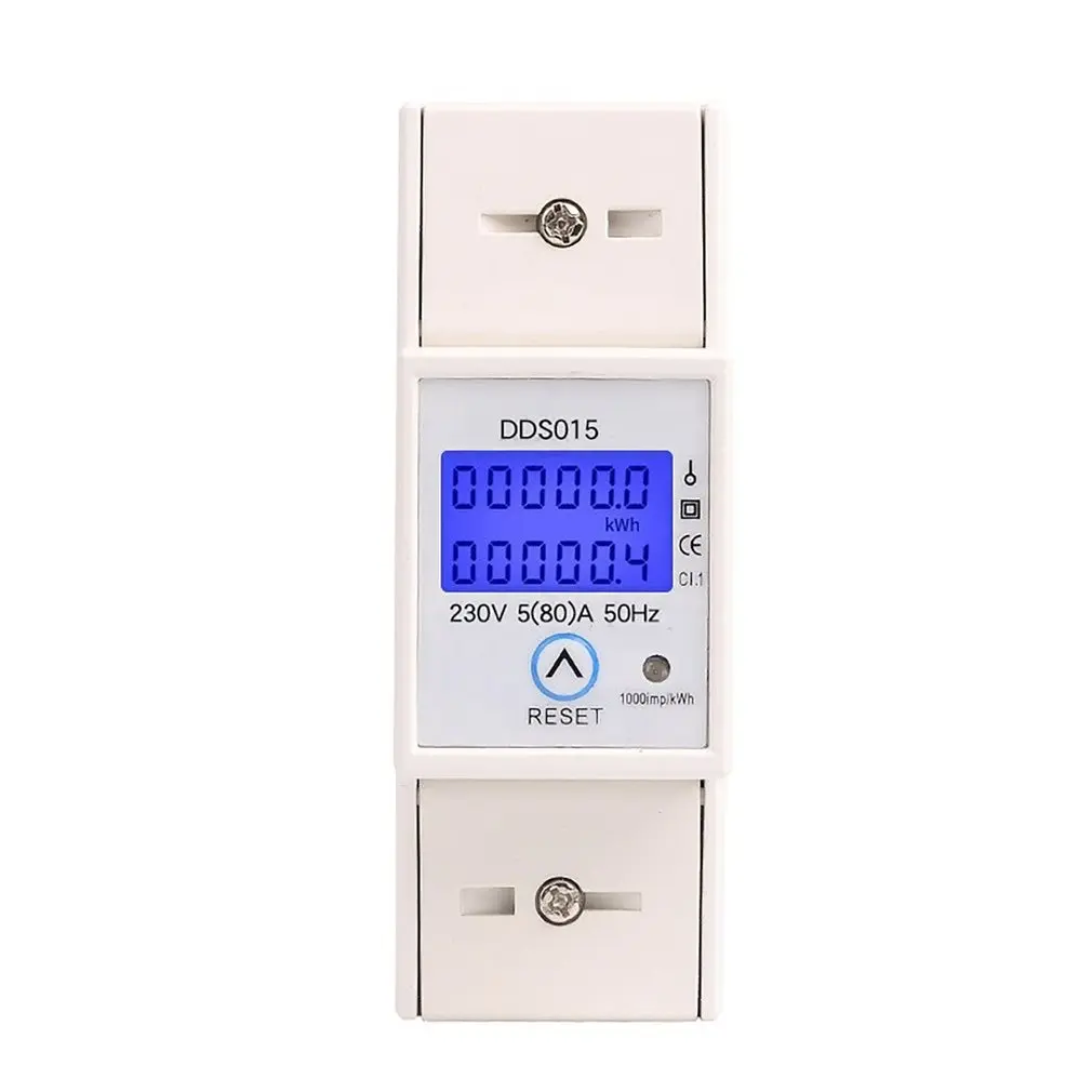 

Backlights Single Phase Wattmeter Power Consumption Watt Electronic Energy Meter KWh 5-80A 230V AC 50Hz With Reset Function