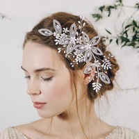 hp305 leaves bridal headwear rhinestone wedding hair accessories tiara crown silver bridal hair jewelry bride headdress diadem