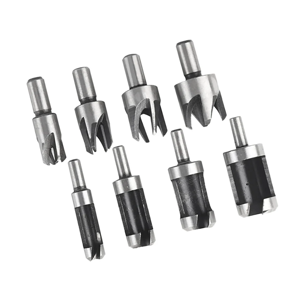 

8pcs Wood Plug Cutter Durable Straight Home High Carbon Steel Portable Drill Bit Set DIY Cutting Tool Woodworking Professional