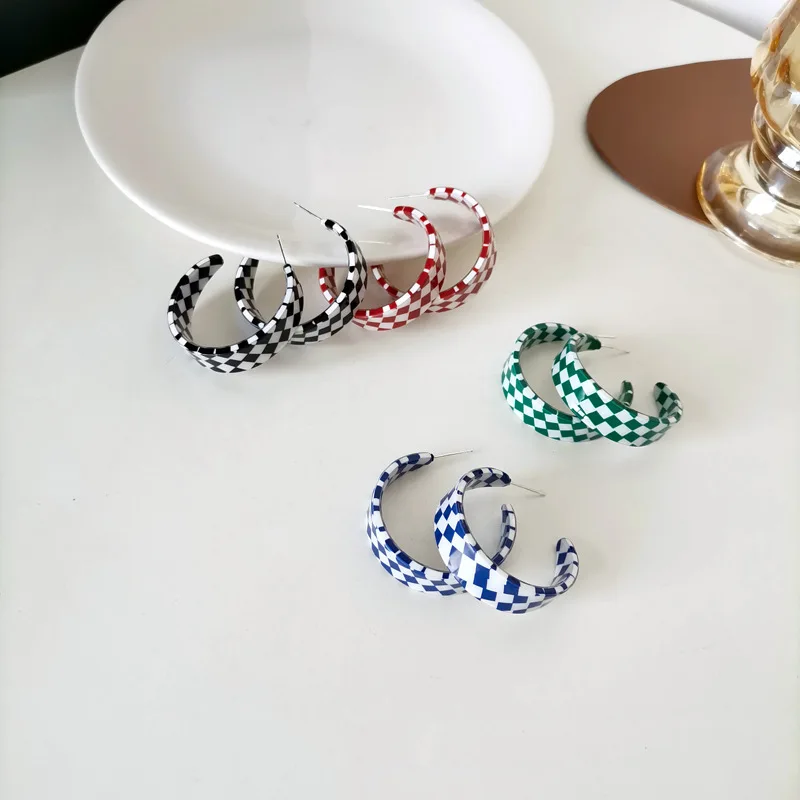 

New Resin Vintage Simple Ear Rings for Women C Shape Multi Earrings Hoops