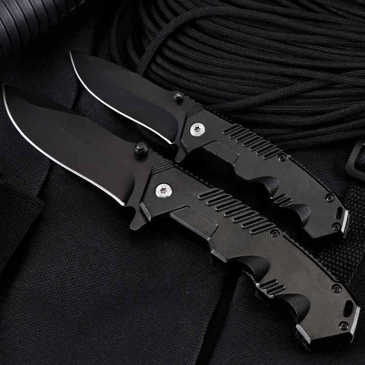 Черный большой складной нож из нержавеющей стали портативный Походный для