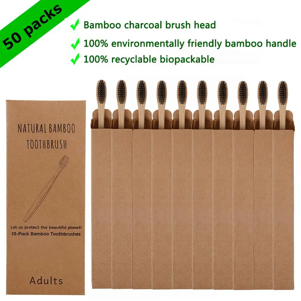 

50 Pack Vegan Bamboo Toothbrush Wood Toothbrushes Soft Bristles Eco Friendly Products Zero Waste Biodegradable Travel Toothbrush