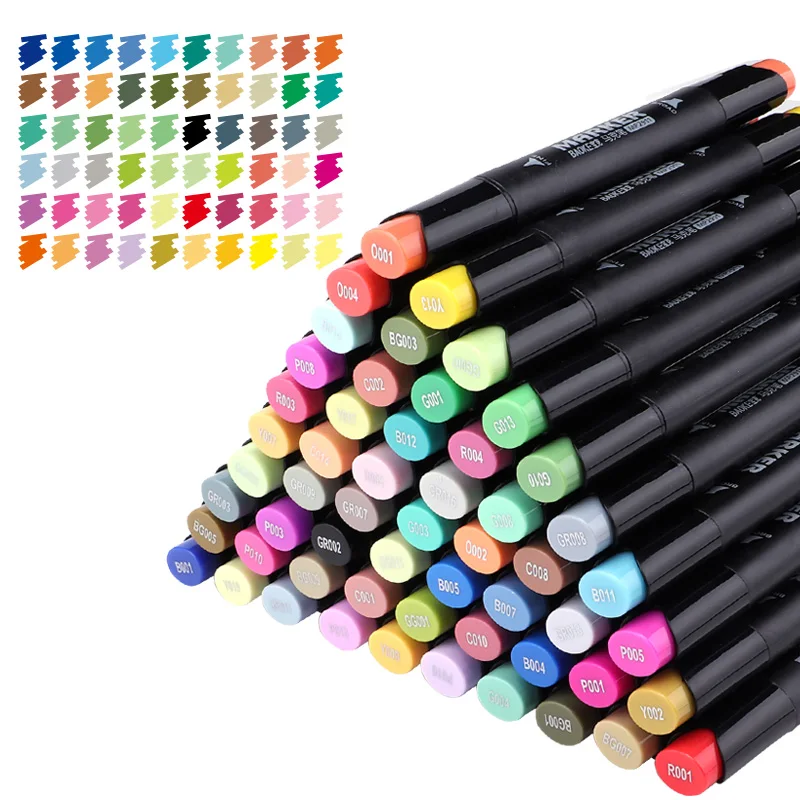 

60pcs A Box of Baoke MP2911#60 Oily Marker POP Advertising Pen Marker Double-headed Color Marker 60 Colors