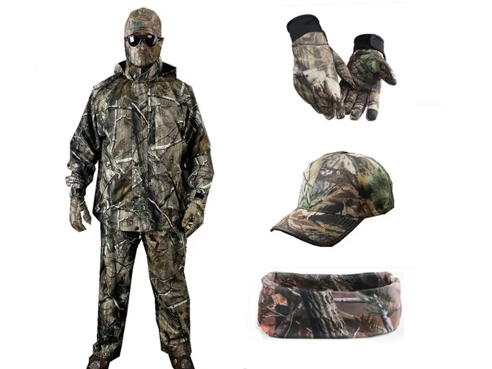 coat pant cap glo sc Зимний Bionic Камуфляж Водонепроницаемый Reed Camo охотничий костюм термофлисовый рыболовный Охотничий комплект одежды охотничий костюм - Цвет: coat pant cap glo sc