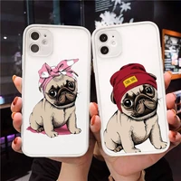 cute pug dog french bulldog phone case matte transparent for iphone 7 8 11 12 s mini pro x xs xr max plus cover funda