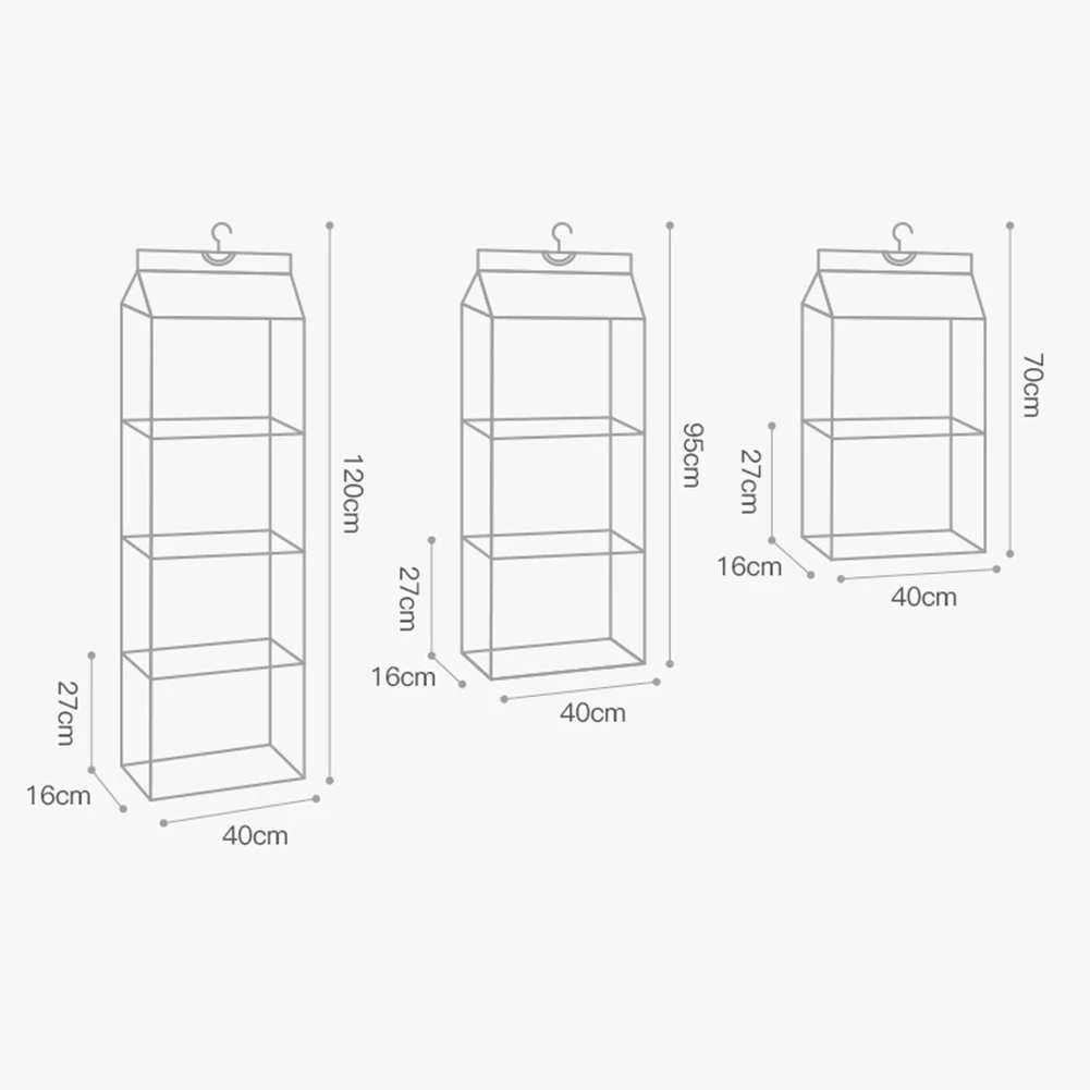 

1pc 2/3/4-Layer Dust-proof Wardrobe Storage Bags Foldable Hanging Holder Organizer Big Handbag Tote Bag Clothes Organizer