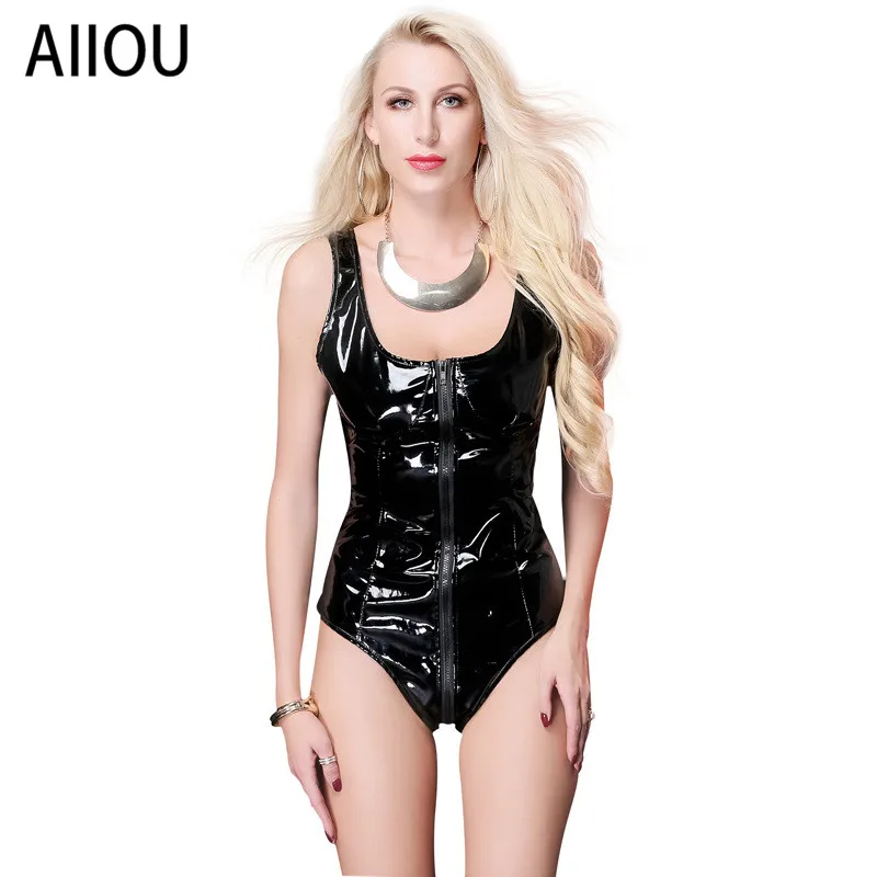AIIOU пикантные дамские туфли из PU искусственной без рукавов латексные Боди