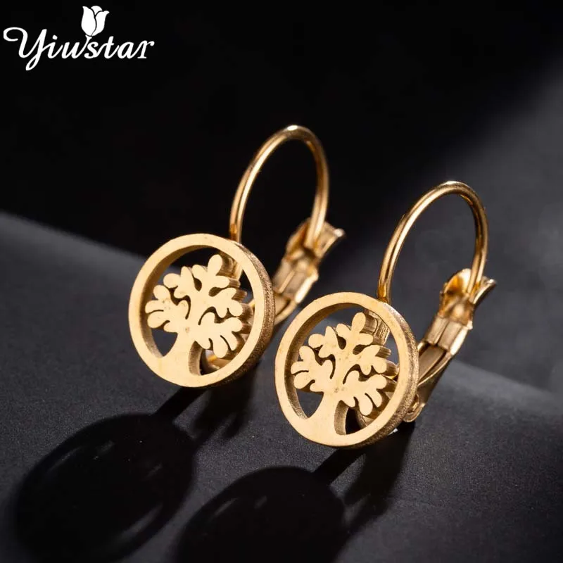 Yiustar Золотое искусство для женщин круглая форма нержавеющая сталь дерево жизни