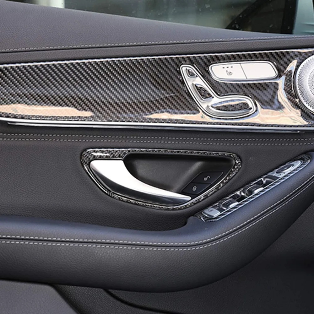 

For Mercedes Benz C Class GLC X253 W205 2016-2019 Inner Door Handle Frame Decoration Cover 3D Internal Sticker Accessories