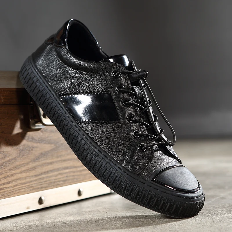 

Brand Genuine Leather Men Casual Shoes Fashion Mens Sneakers Rubber Footwear Male Flats Luxury Black Shoes Design Comfortable