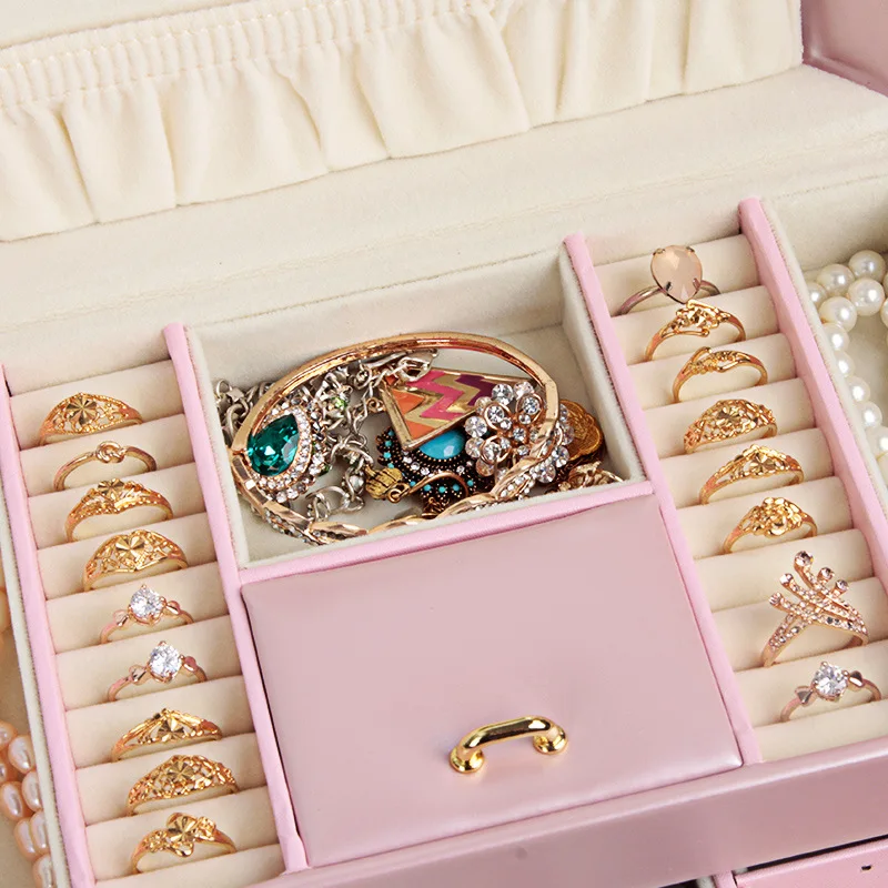European Jewelry Box with Lock Wooden Watch Storage Large Bag Gift Multi-Layer Makeup Organizer | Дом и сад