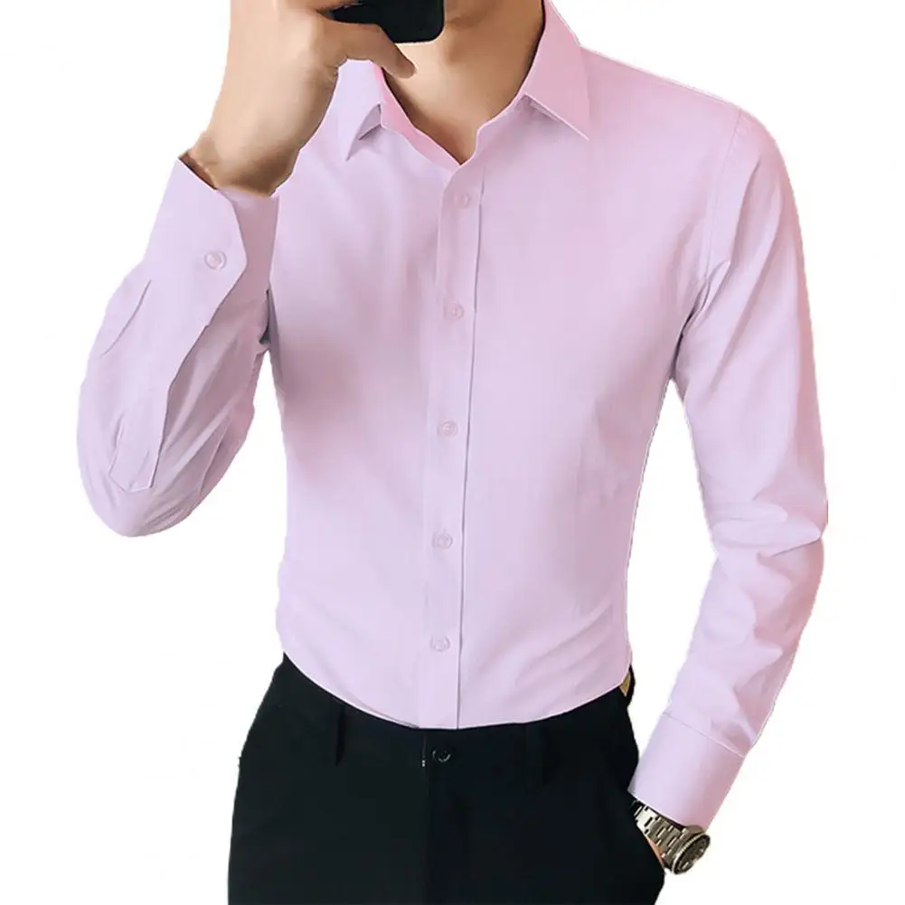 

Мужской костюм с отложным воротником, формальная летняя дышащая приталенная рубашка с длинными рукавами, отложным воротником и пуговицами,...