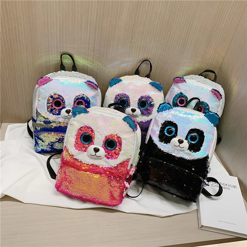 Cute Girls Sequins Backpacks Children Unicorn Mermaid Panda Cartoon Shoulders Bags for Kids Outdoor Backpack with Large Capacity