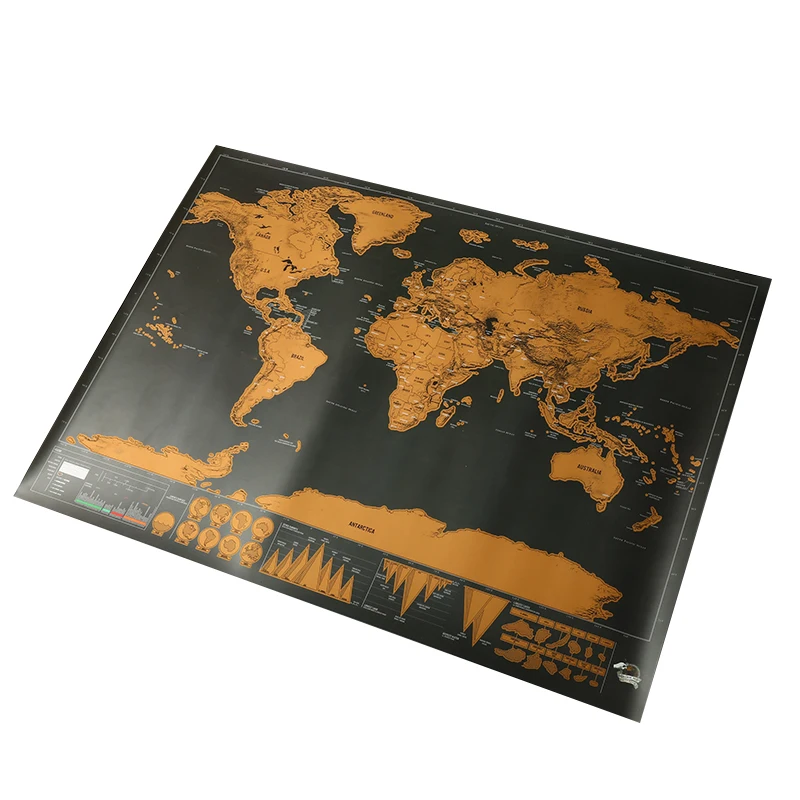 Новые роскошные черные царапины от карты мира 82 5x59 4 см черная карта царапин с