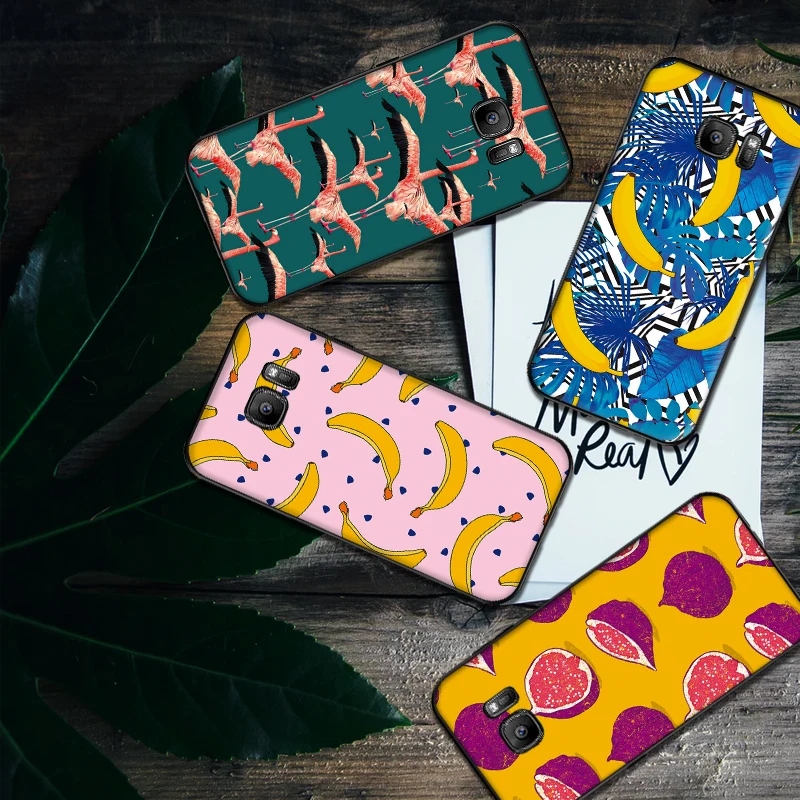 Чехлы для samsung S8 S9 S10 Plus &quotфламинго&quot банан ананас бумага заметок в форме фруктов