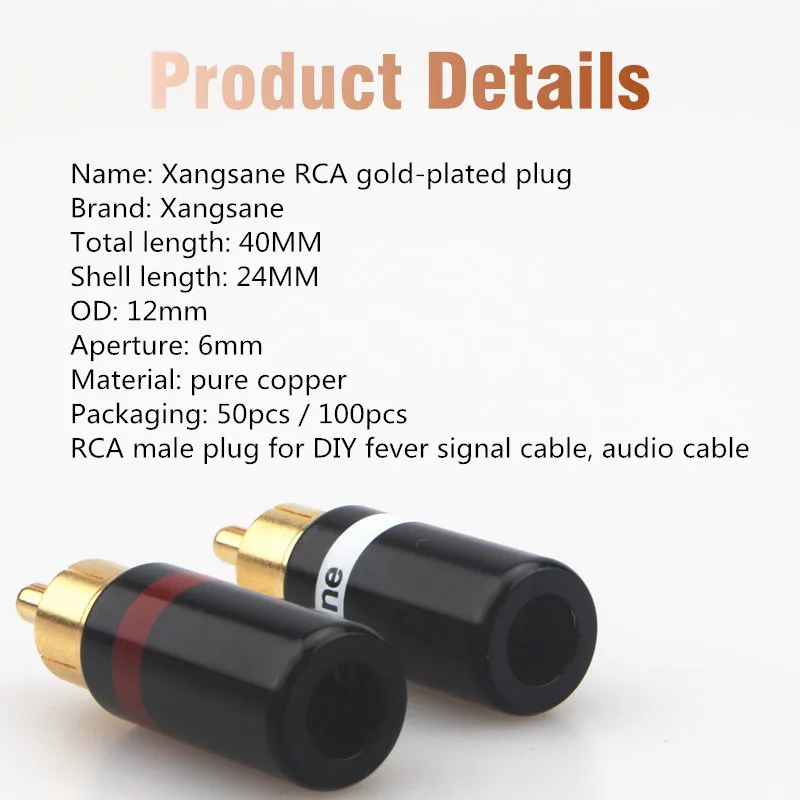 20 шт./50 шт./100 шт. сварочный позолоченный штекер Hi-Fi RCA AV аудио DIY аудиокабель 6 мм |