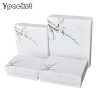 40pcslot white color box jewelry flower oblong ring earring necklace pendant packaging boxes square jewelry organizer box