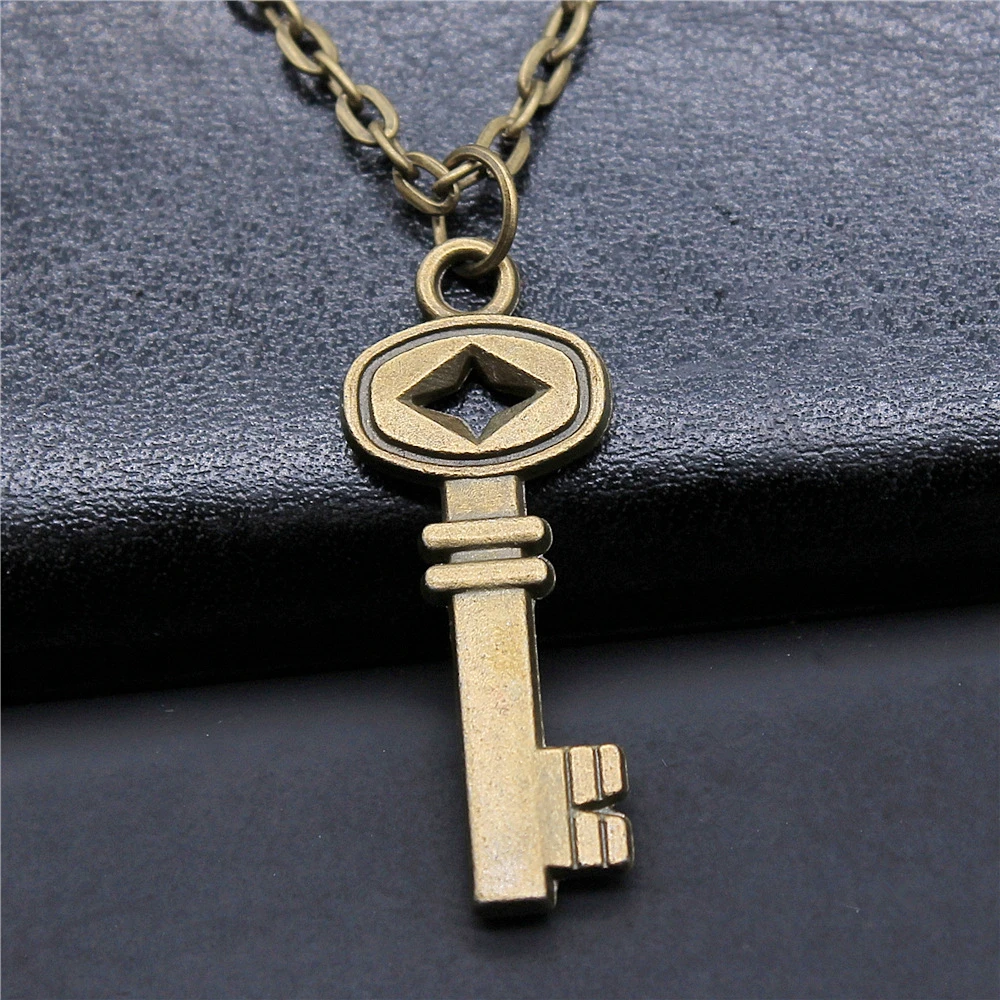 Модный античный бронзовый цвет 32x12 мм Ретро Брелок Подвеска Ожерелье для женщин