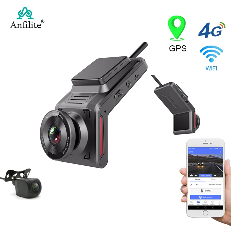 

Видеорегистратор скрытый 4G Anfilite, 2 дюйма, FHD 1080P, двойной объектив, ночное видение, монитор для парковки, GPS, WiFi, видеорегистратор заднего вида
