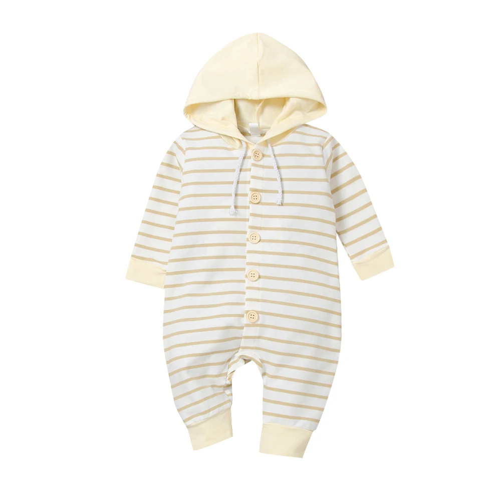 

Одежда для маленьких мальчиков и девочек; Комбинезон в полоску для новорожденных; Детский Повседневный комбинезон с капюшоном; Сезон осень-...