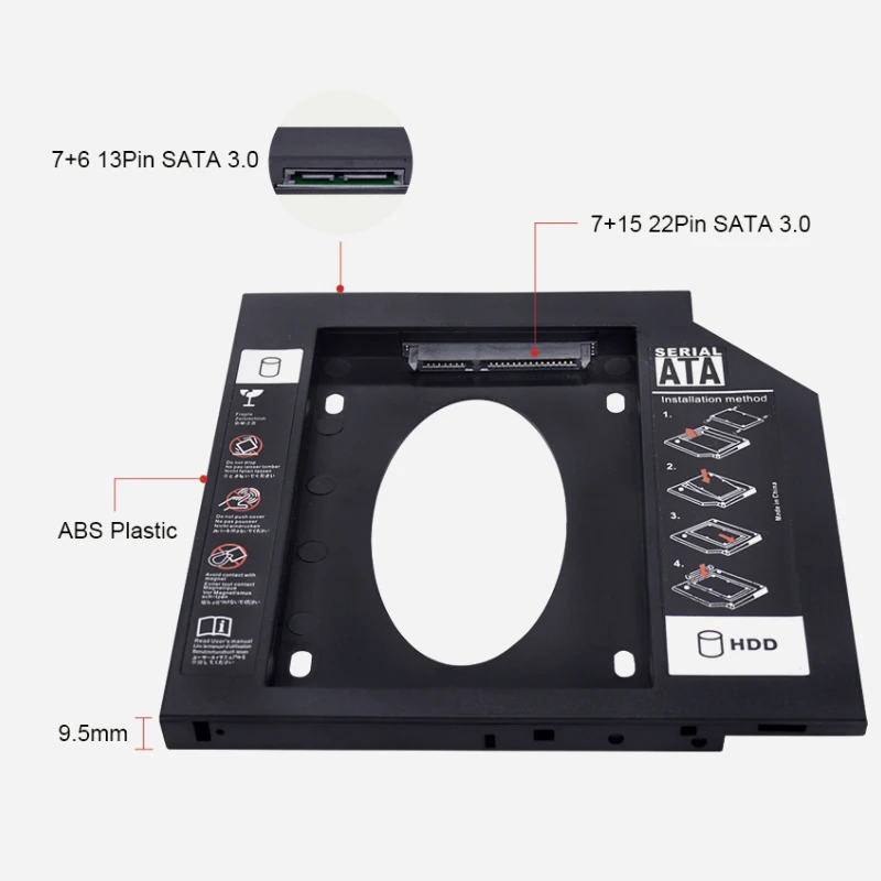 

UTHAI T02 CD-ROM Drive SSD Hard Drive Caddy Laptop Internal Enclosure 2.5 inch SATA I II III HDD Drive 9.5mm/8.9mm/9.0mm SATA3