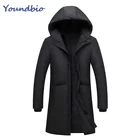 Мужской длинный пуховик, черная Водонепроницаемая теплая куртка с капюшоном и мягкой оболочкой, ветровка, новинка зимы 2021