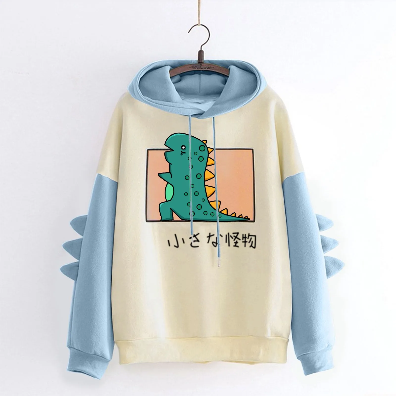 Women Casual Fashion Hoodie Loose Dinosaur Print Sweatshirt Pullover Tops Streetwear Women Oversized Hoodies Moletom Feminino