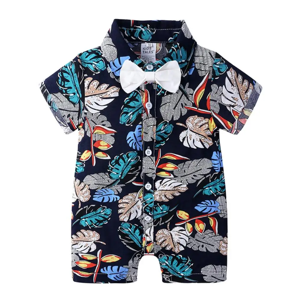 

Boy Baby Bow tie Gentlemanon Covered Button Romper Jumpsuit Clothes Boxer shorts summer short sleeve crawling clothing Infants