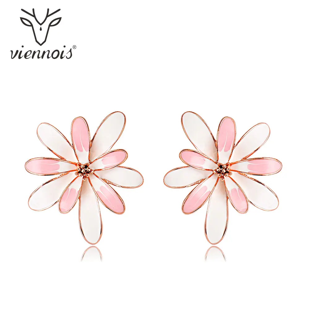 От Viennois покрытие из корейский Стиль милые цветочные эмалированные серьги