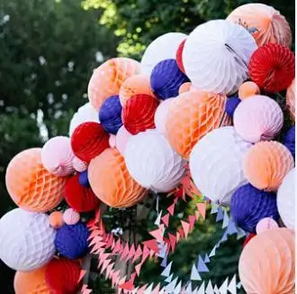 Babyshower lampion вечерние декоративные бумажные фонари с шаром в виде сот 5 шт. 6 дюймов