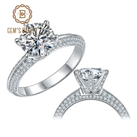 gems ballet 925 sterling silver moissanite ring 1ct 2ct 3ct moissanite diamond ring wedding engagement ring for women jewelry