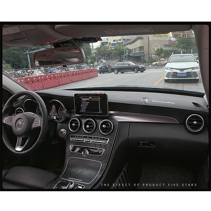 Кожаный коврик для приборной панели автомобиля, защита от солнца, Накладка для Mercedes Benz, C Класс