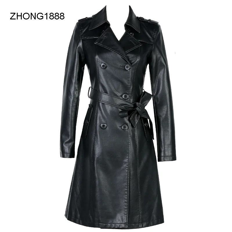 

spring 2020 autumn new women's clothing Korean style leather windbreaker large size slim fit leather coat Women's